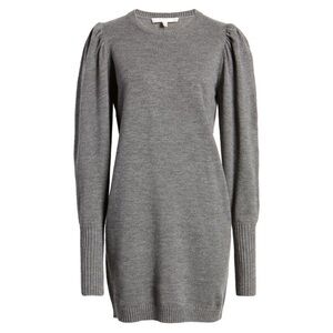 WAYF Gray Puff Sleeve Sweater Dress XS